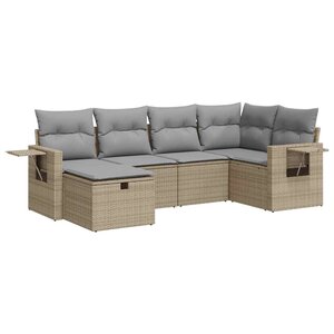 vidaXL Salon de jardin avec coussins 6 Pièces beige résine tressée