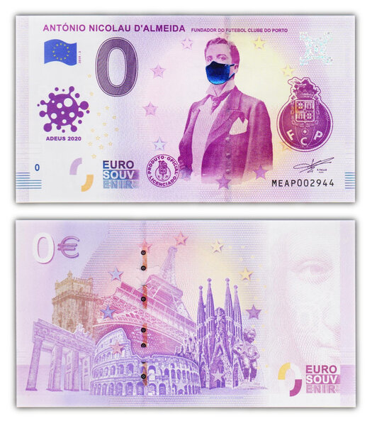 Billet de collection 0 euro souvenir 2019 antonio nicolau d'almeida (adeus 2020) - portugal - neuf