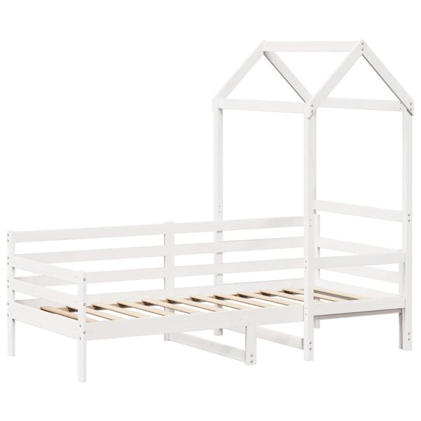 vidaXL Lit de jour avec toit blanc 90x200 cm bois de pin massif
