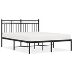vidaXL Cadre de lit métal avec tête de lit noir 140x190 cm