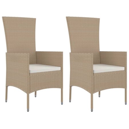 vidaXL Chaises de jardin avec coussins lot de 2 Résine tressée Beige