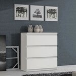 Commode CHELSEA 3 Tiroirs - Couleur blanc mat - 77 2 x 42 x 79 9 cm