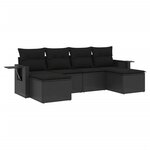 vidaXL Salon de jardin 6 Pièces avec coussins noir résine tressée