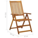 vidaXL Chaises pliables de jardin avec coussins lot de 8 Bois d'acacia