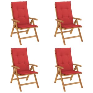 vidaXL Chaises de jardin inclinables lot de 4 et coussins bois teck