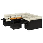vidaXL Salon de jardin 9 Pièces avec coussins noir résine tressée