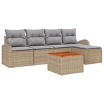 vidaXL Ensemble de canapés de jardin 6 pièces avec coussins Beige Poly Rotin Acacia