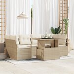 Ensemble Canapé de Jardin vidaXL 7 Pièces avec Coussins Beige Poly Rattan