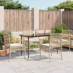 vidaXL Ensemble à manger de jardin avec coussins 5Pièces Beige poly rotin