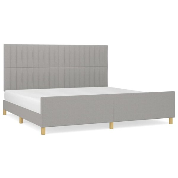 vidaXL Cadre de lit avec tête de lit Gris clair 200x200 cm Tissu