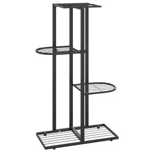 vidaXL Support pour plantes 4 niveaux 43x22x76 cm Noir Métal