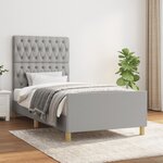 vidaXL Cadre de lit avec tête de lit Gris clair 100x200 cm Tissu