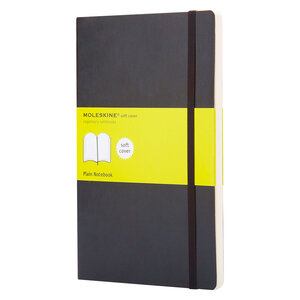 Carnet piqué moleskine souple noir 13 x 21 cm - ivoire uni -192 pages