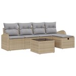 vidaXL Ensemble de 6 Canapés de Jardin avec Coussins Beige en Rattan
