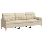 vidaXL Canapé 3 places avec oreillers décoratifs crème 210 cm tissu