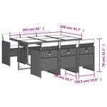 vidaXL Ensemble à manger de jardin et coussins 7 Pièces marron rotin
