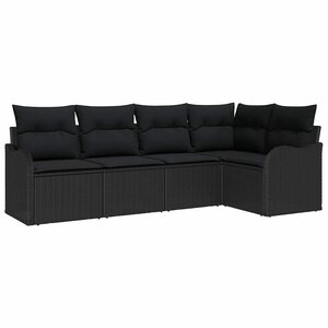 vidaXL Ensemble de canapé de jardin Noir polyrotin