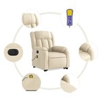 vidaXL Fauteuil inclinable de massage électrique Crème Tissu