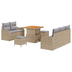 vidaXL Ensemble de canapé de jardin 8 Pièces Beige et Gris clair