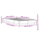 vidaXL Cadre de lit avec lumières LED chêne fumé 90x200 cm