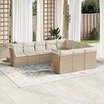 vidaXL Salon de jardin avec coussins 10 Pièces beige résine tressée