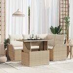Ensemble de Sofa de Jardin 5 Pièces avec Coussins Beige Poly Rattan