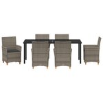 vidaXL Ensemble de Salle à Manger de Jardin de 7 Pièces avec Coussins Gris en Poly Rattan