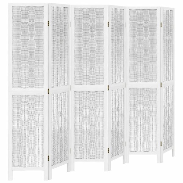 vidaXL Cloison de séparation 6 panneaux blanc bois de paulownia massif