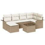 vidaXL Set de canapé de jardin 7 pièces avec coussins beige en rotin synthétique