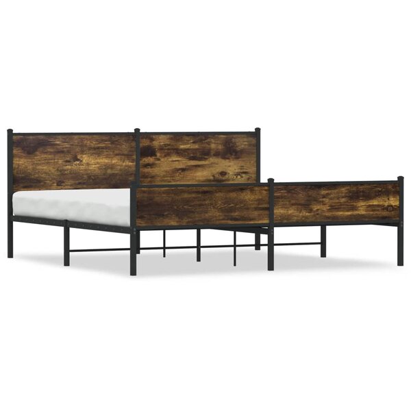 vidaXL Cadre de lit en métal sans matelas chêne fumé 200x200 cm