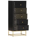 vidaXL Armoire à tiroirs Noir et doré 45x30x105 cm Bois de manguier