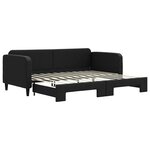 vidaXL Lit de jour avec lit gigogne noir 90x200 cm tissu