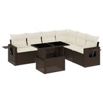 vidaXL Salon de jardin avec coussins 7 Pièces marron résine tressée