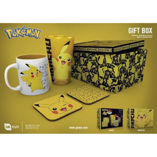 Coffret Cadeau POKEMON PIKACHU - Un Mug, un Verre et deux Dessous de Verre - GB eye