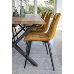2 chaises de salle à manger en velours jaune moutarde avec pieds noirs