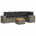 vidaXL Salon de jardin 6 Pièces avec coussins gris résine tressée
