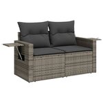 vidaXL Salon de jardin avec coussins 7 Pièces gris résine tressée