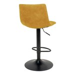2 chaises de bar en microfibre jaune moutarde avec pieds noirs