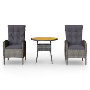 vidaXL Ensemble de bistro de jardin 3 Pièces Résine tressée Gris