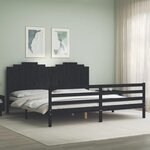 vidaXL Cadre de lit avec tête de lit noir 200x200 cm bois massif