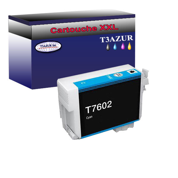 Cartouche Compatible pour Epson T7602 (C13T76024010) Cyan- T3AZUR