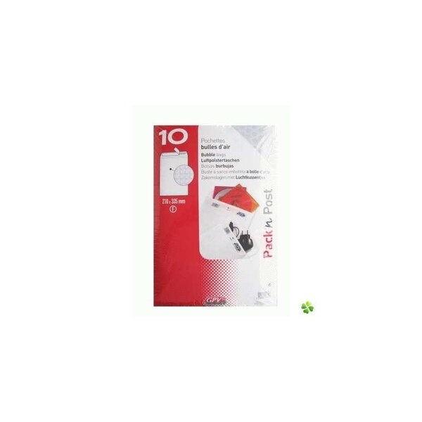 10 pochettes bulles d'air 340x470 mm (k) autocollante - gpv