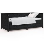 vidaXL Lit de jour Noir 90x200 cm Bois de pin massif