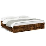 vidaXL Cadre de lit chêne fumé 200x200 cm bois d'ingénierie