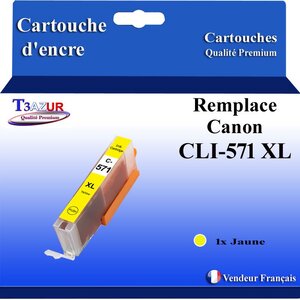 T3AZUR - Cartouche compatible avec Canon CLI571XL CLI-571 XL pour Canon Pixma MG6852 MG6853 MG7750 MG7751 MG7752 MG7753 -Jaune