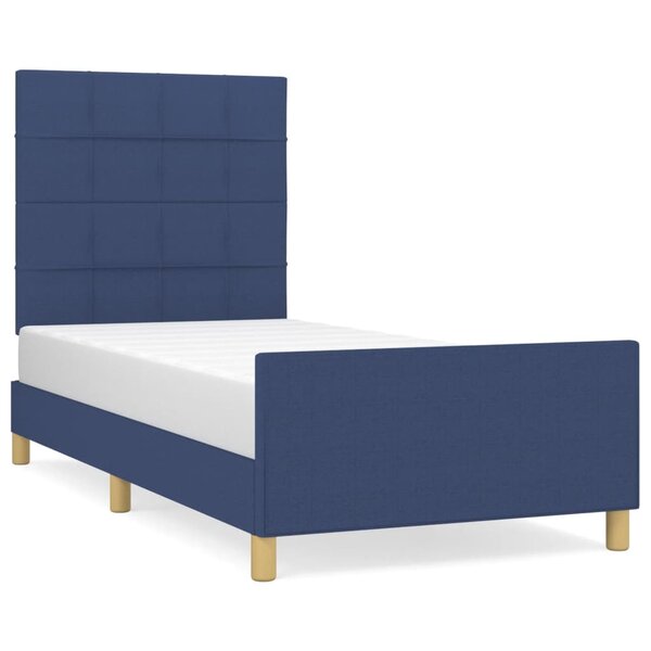 vidaXL Cadre de lit avec tête de lit Bleu 90x190 cm Tissu