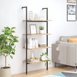 vidaXL Étagère inclinée à 4 niveaux Marron clair et noir 64x35x152 5cm