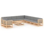 vidaXL Salon de jardin 12 Pièces avec coussins Bois de pin massif