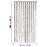 vidaXL Rideau anti-mouches gris clair et blanc 100x220 cm chenille
