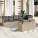 vidaXL Salon de jardin avec coussins 8 Pièces beige résine tressée